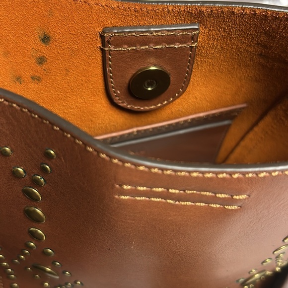 FRYE Women's Tan Brown Leather Studded Bag Crossbody - Picture 10 of 11